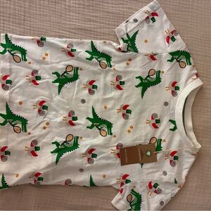 Kids White Tee with Green Dinosaur Print